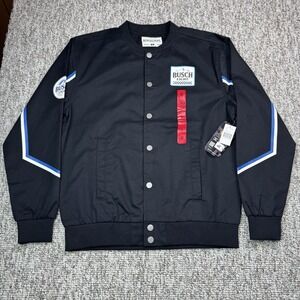 Anheuser Busch Jacket Mens Small Busch Light Snap Up Racing Black NWT